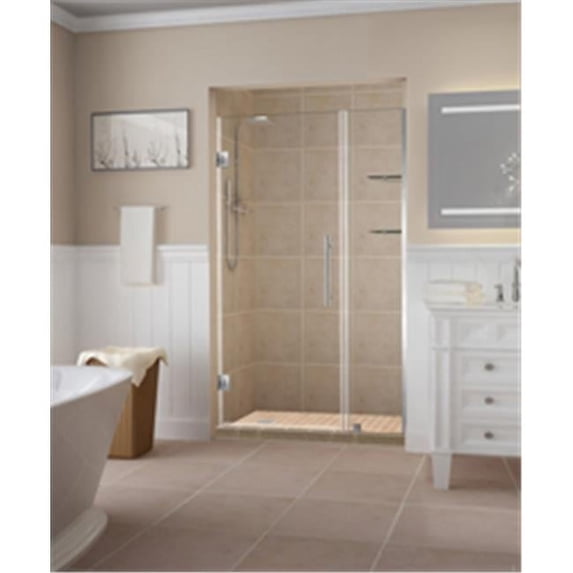 Aston SDR960EZ-SS-4834-10 Belmore GS 47.25-48.25 x 72 in. Frameless Hinged Shower Door with Glass Shelves in Stainless Steel