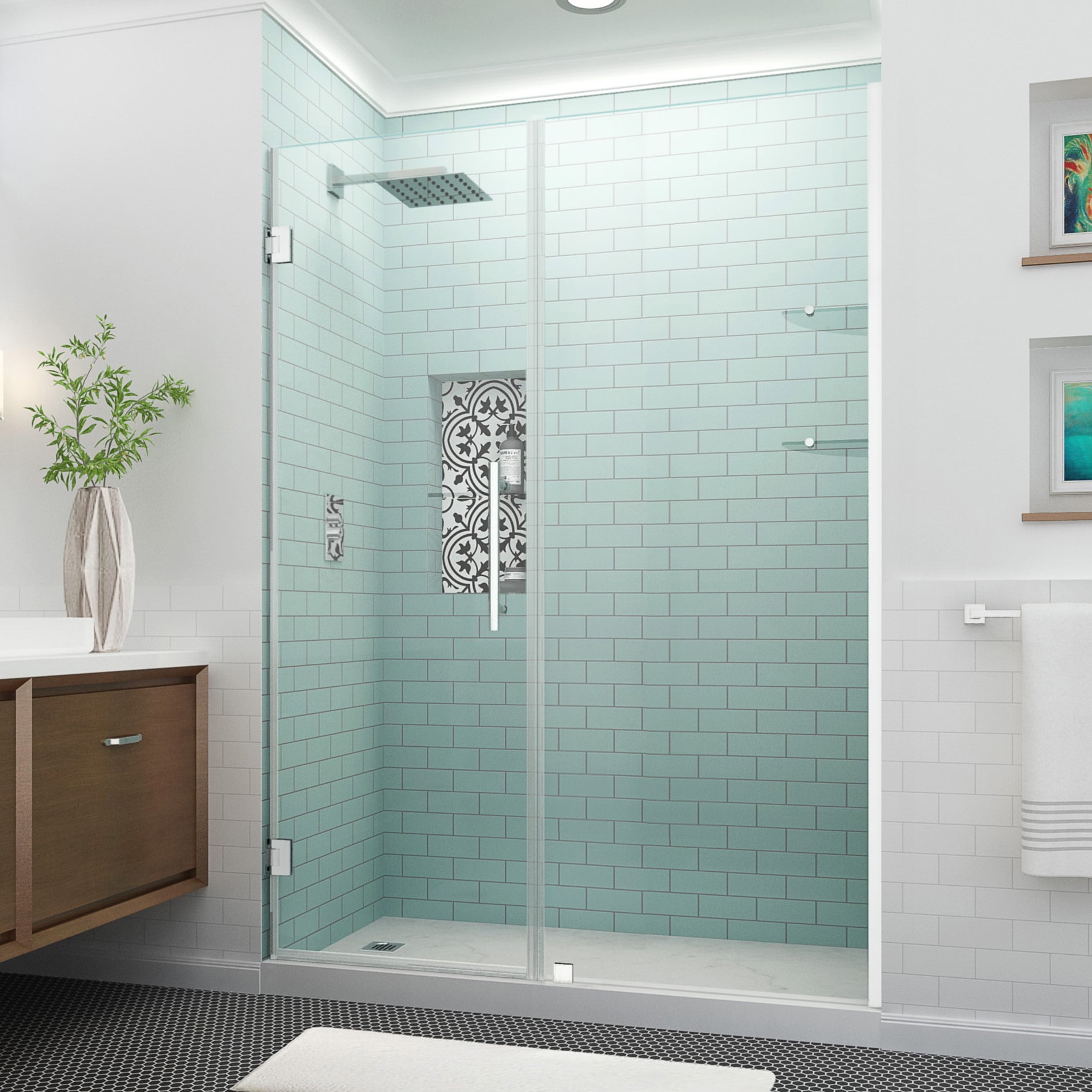 Belmore GS 72" Frameless Stainless Steel Hinged Shower Door
