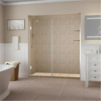 Aston SDR960EZ-CH-6327-10 72 x 63 x 0.38 in. Belmore GS Frameless Hinged Shower Door with Glass Shelves, Chrome