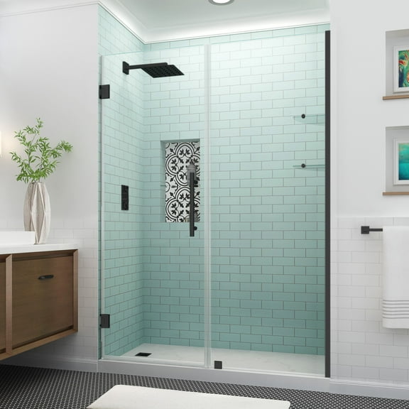 Aston Sdr960ez-6533-10 Belmore Gs 72" High X 65" Wide Hinged Frameless Shower Door - Black