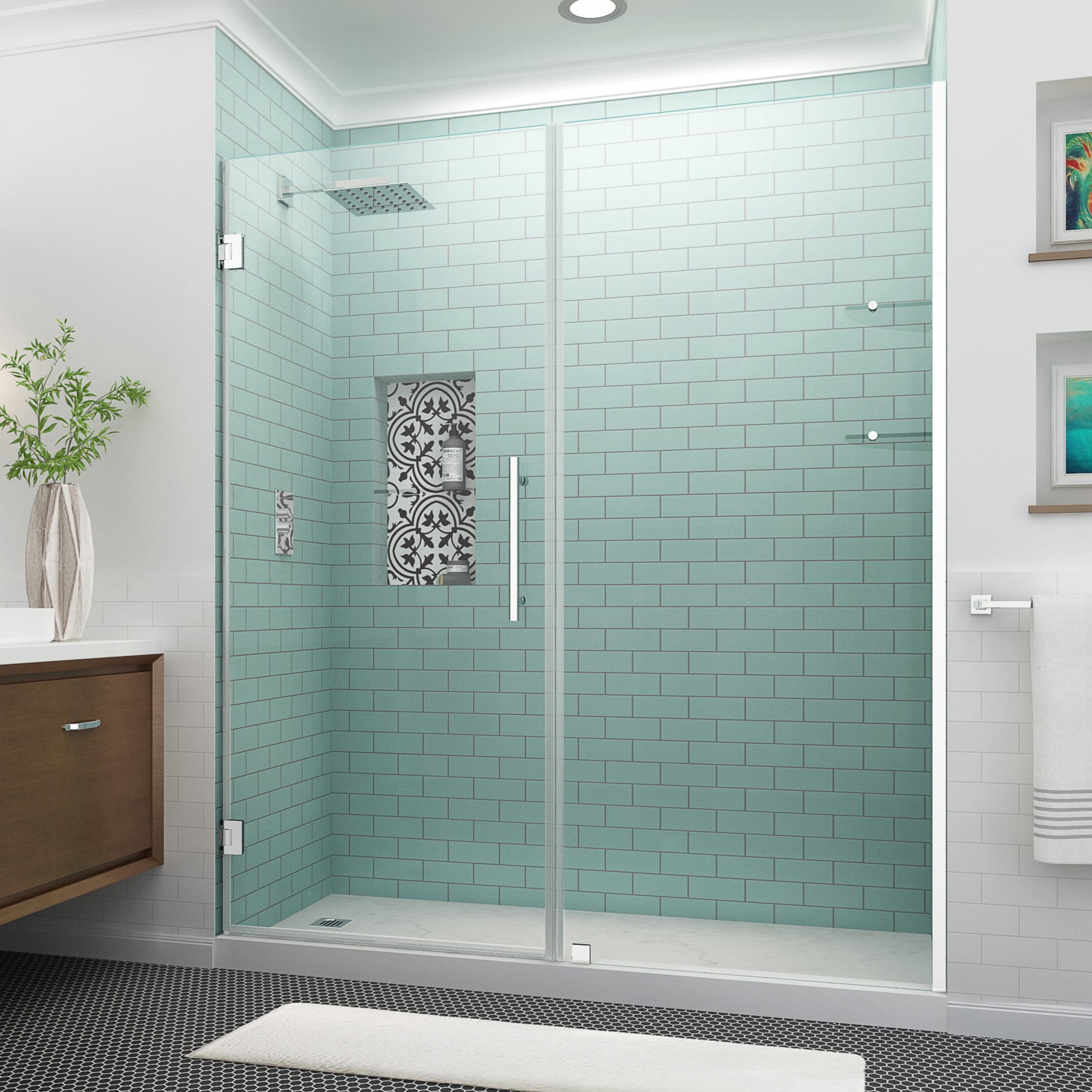 Belmore GS 72" High x 67" Wide Frameless Chrome Hinged Shower Door