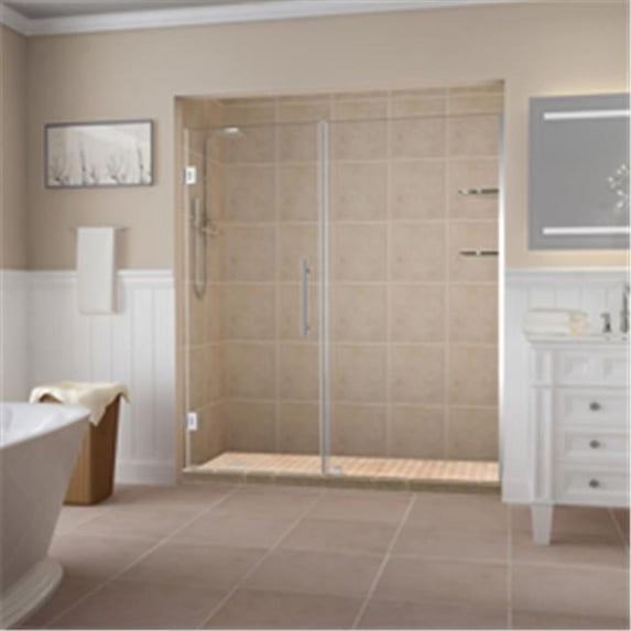 Aston SDR960EZ-CH-6832-10 72 x 68 x 0.38 in. Belmore GS Frameless Hinged Shower Door with Glass Shelves, Chrome
