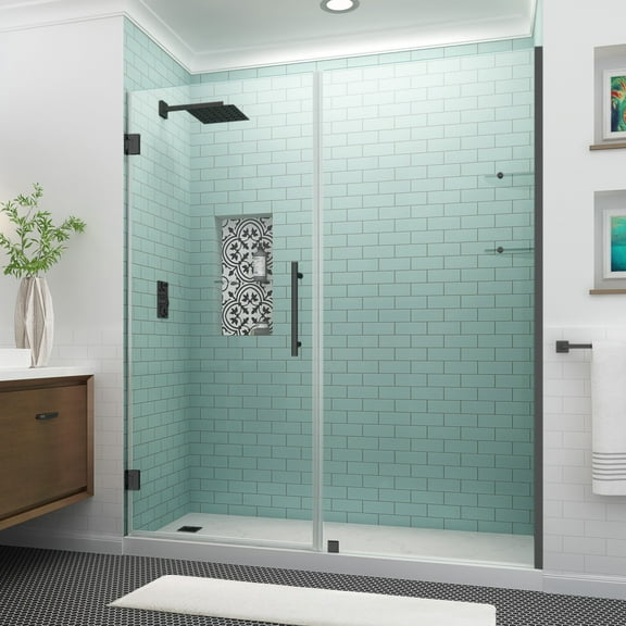 Aston Sdr960ez-7638-10 Belmore Gs 72" High X 76" Wide Hinged Frameless Shower Door - Black