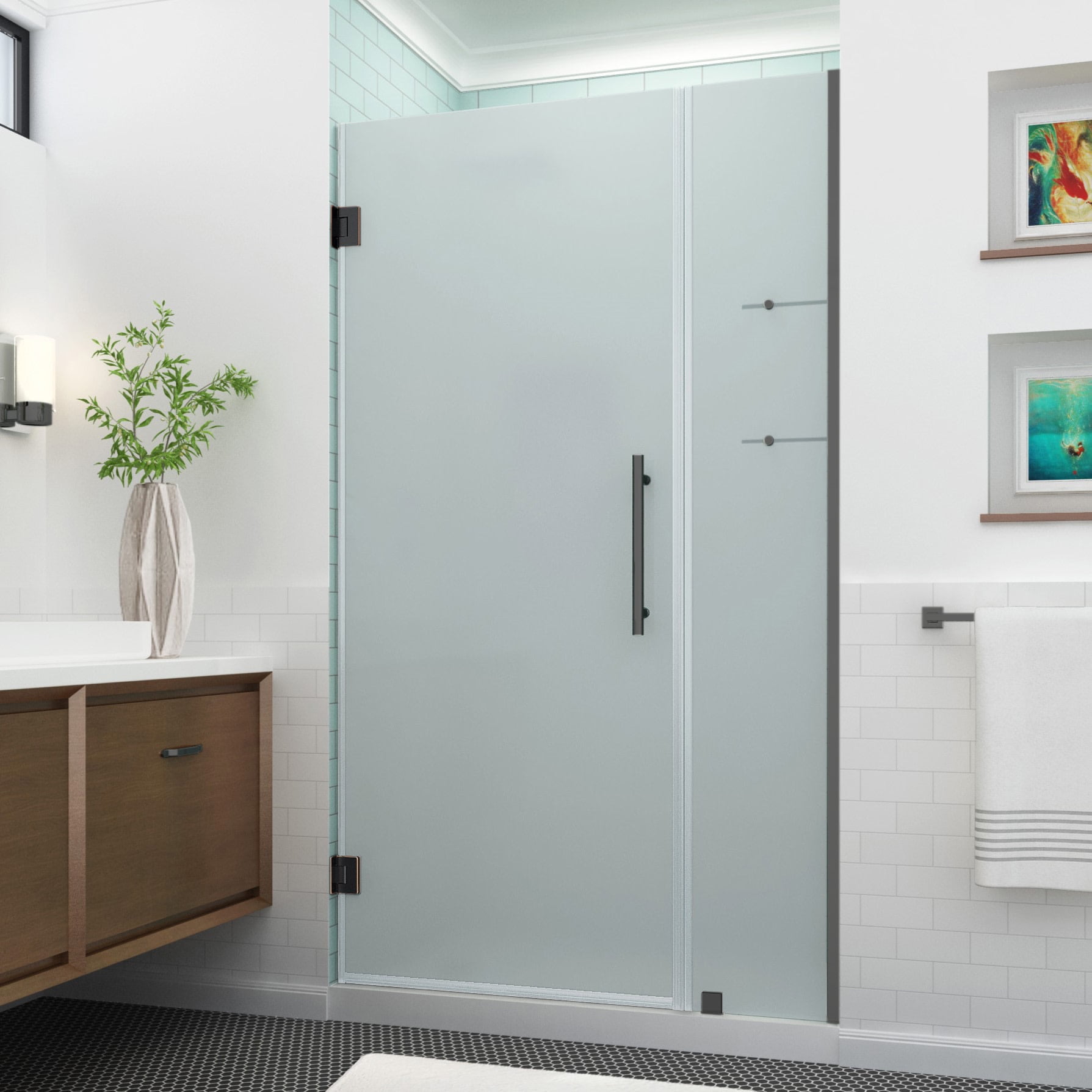 Belmore GS 50" x 72" Oil Rubbed Bronze Frameless Frosted Shower Door