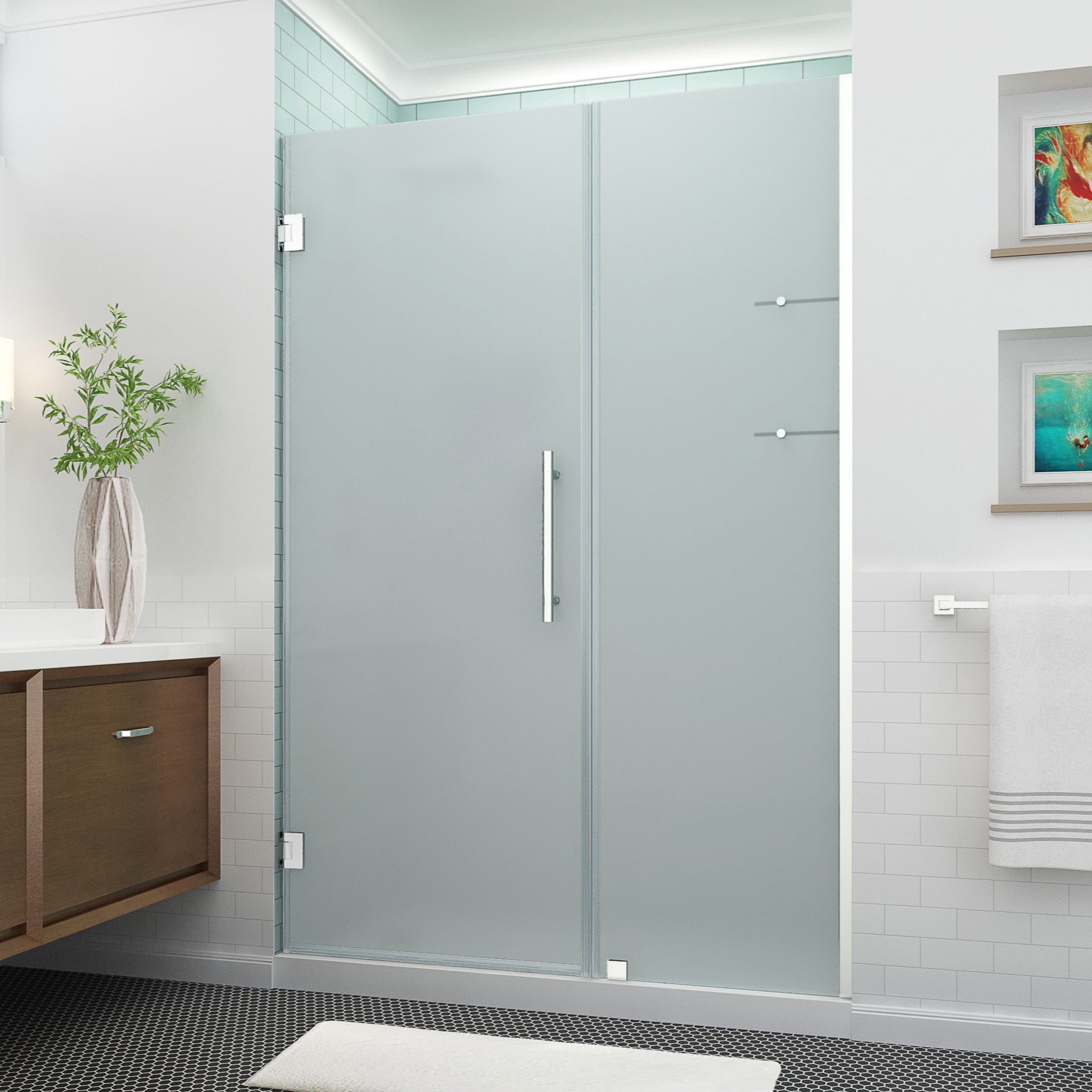 Belmore 58" x 72" Frameless Frosted Tempered Glass Shower Door