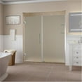 thumbnail image 1 of Aston SDR960F-SS-6432-10 72 x 63.25-64.25 x 0.375 in. Belmore Frameless Hinged Shower Door with Frosted Glass & Glass Shelves - Stainless Steel, 1 of 7