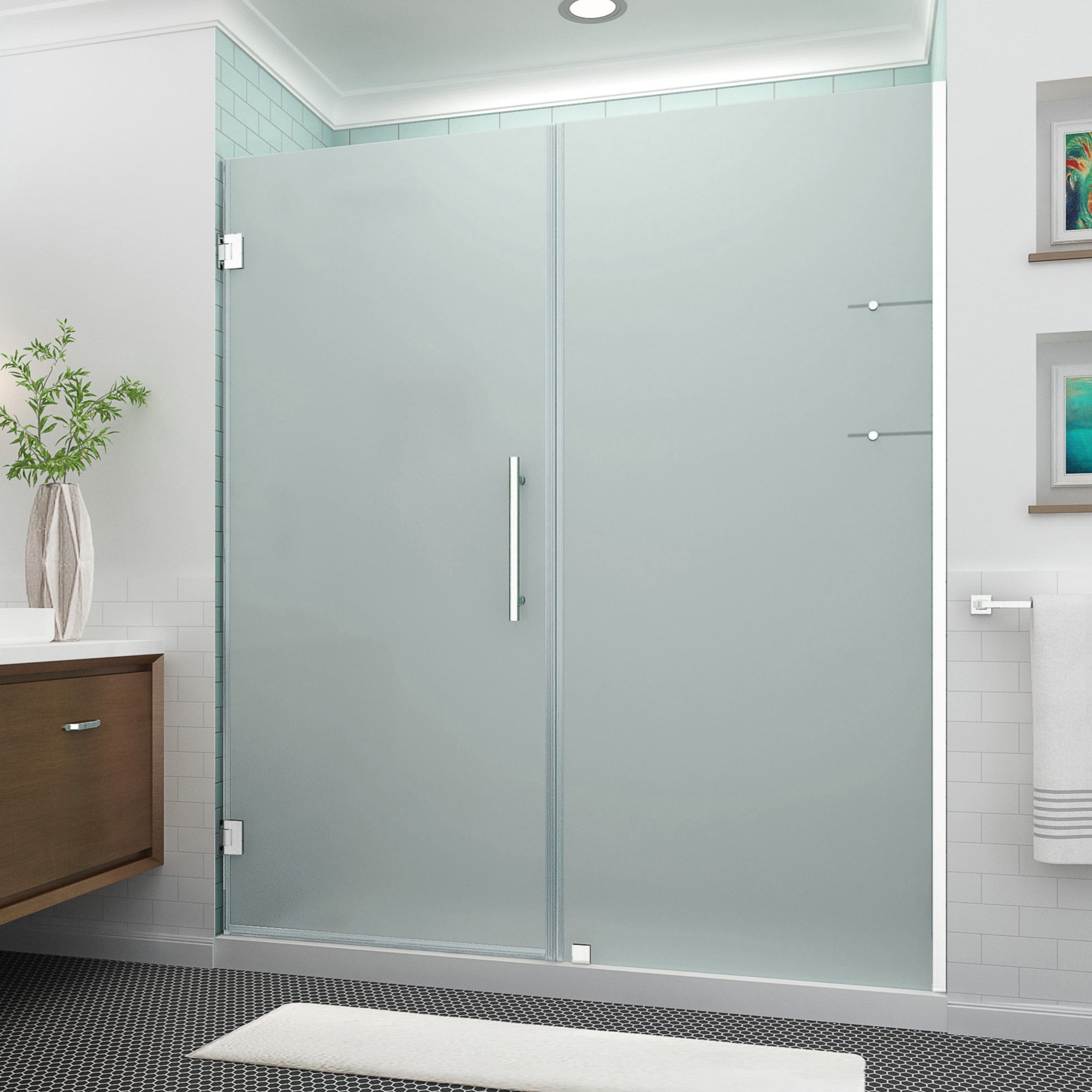 Belmore GS 69" x 72" Stainless Steel Frameless Frosted Glass Shower Door