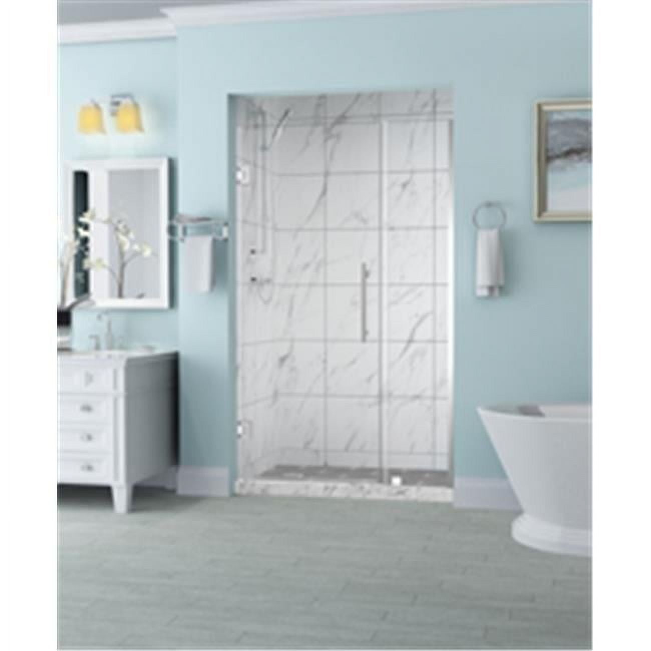 Belmore 36'' x 72'' Frameless Hinged Shower Door in Clear Tempered Glass and Stainless Steel