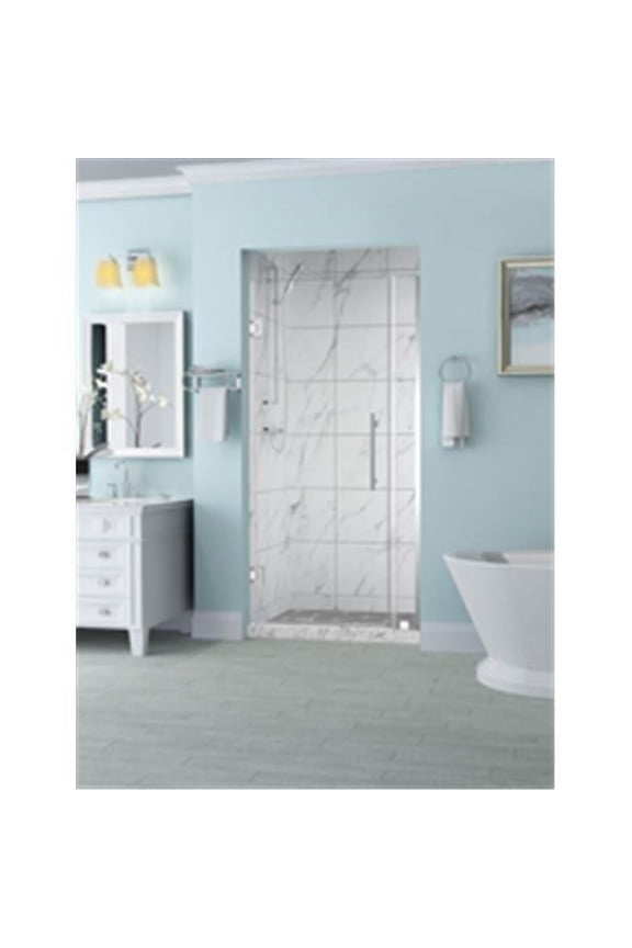 SDR965EZ-CH-3832-10 72 x 37.25-38.25 x 0.375 in. Belmore Frameless Hinged Shower Door - Chrome