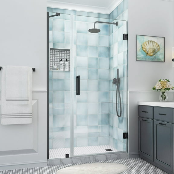 Aston Sdr965ez-463280 Belmore Xl 80" High X 46" Wide Hinged Frameless Shower Door - Black