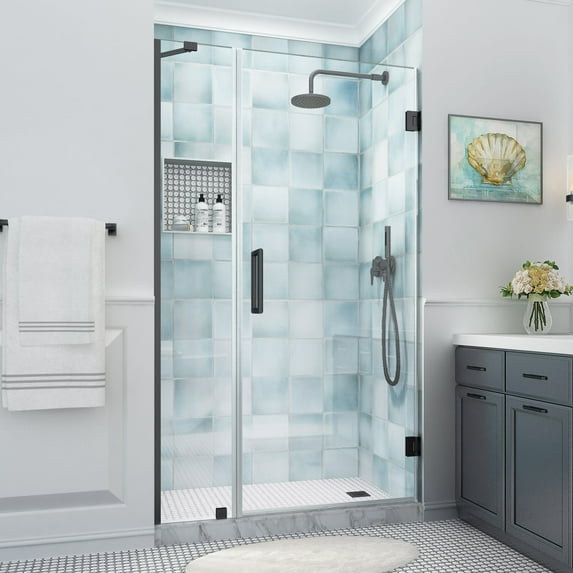 Aston Sdr965ez-483480 Belmore Xl 80" High X 48" Wide Hinged Frameless Shower Door - Black