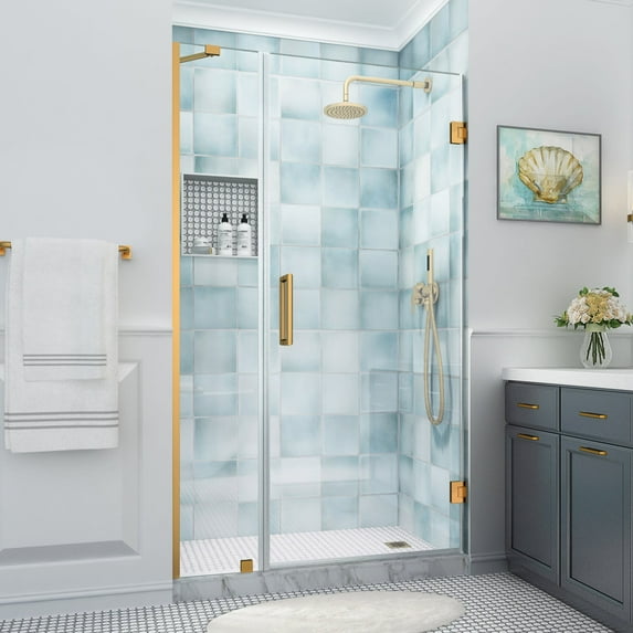Aston Sdr965ez-493580 Belmore Xl 80" High X 49" Wide Hinged Frameless Shower Door - Gold