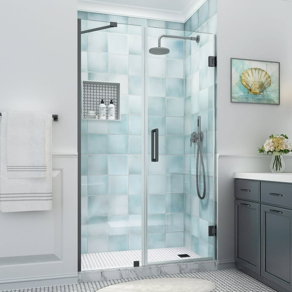 Aston Sdr965ez-532980 Belmore Xl 80" High X 53" Wide Hinged Frameless Shower Door - Black
