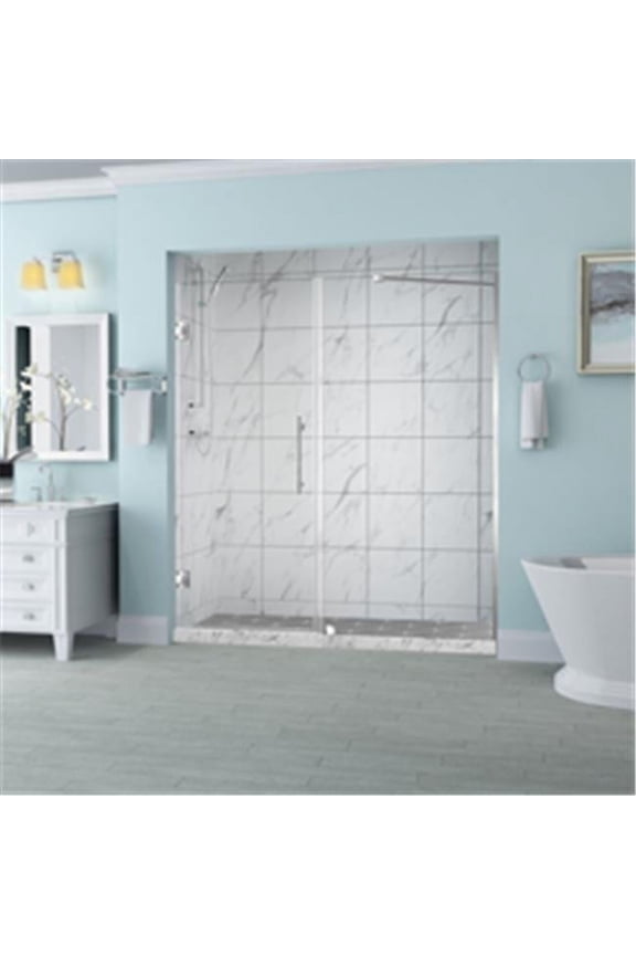 SDR965EZ-SS-5727-10 Belmore 56.25-57.25 x 72 in. Frameless Hinged Shower Door in Stainless Steel
