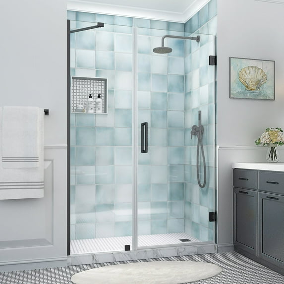 Aston Sdr965ez-583480 Belmore Xl 80" High X 58" Wide Hinged Frameless Shower Door - Black