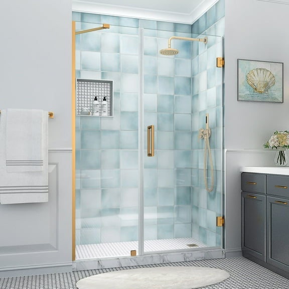 Aston Sdr965ez-593580 Belmore Xl 80" High X 59" Wide Hinged Frameless Shower Door - Gold