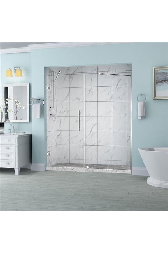 SDR965EZ-SS-6529-10 Belmore 64.25 to 65.25 x 72 in. Frameless Hinged Shower Door - Stainless Steel
