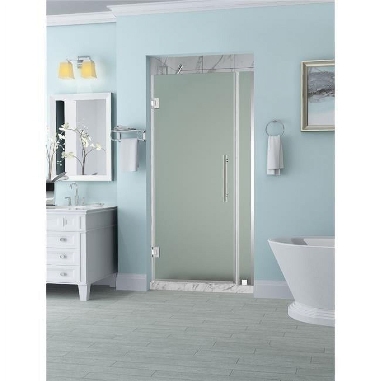 Belmore 72'' High Chrome Frameless Hinged Shower Door with Frosted Glass