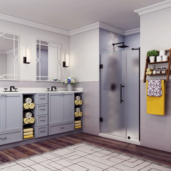 Aston Sdr965f-4329-10 Belmore 72" High X 43" Wide Hinged Frameless Shower Door - Black