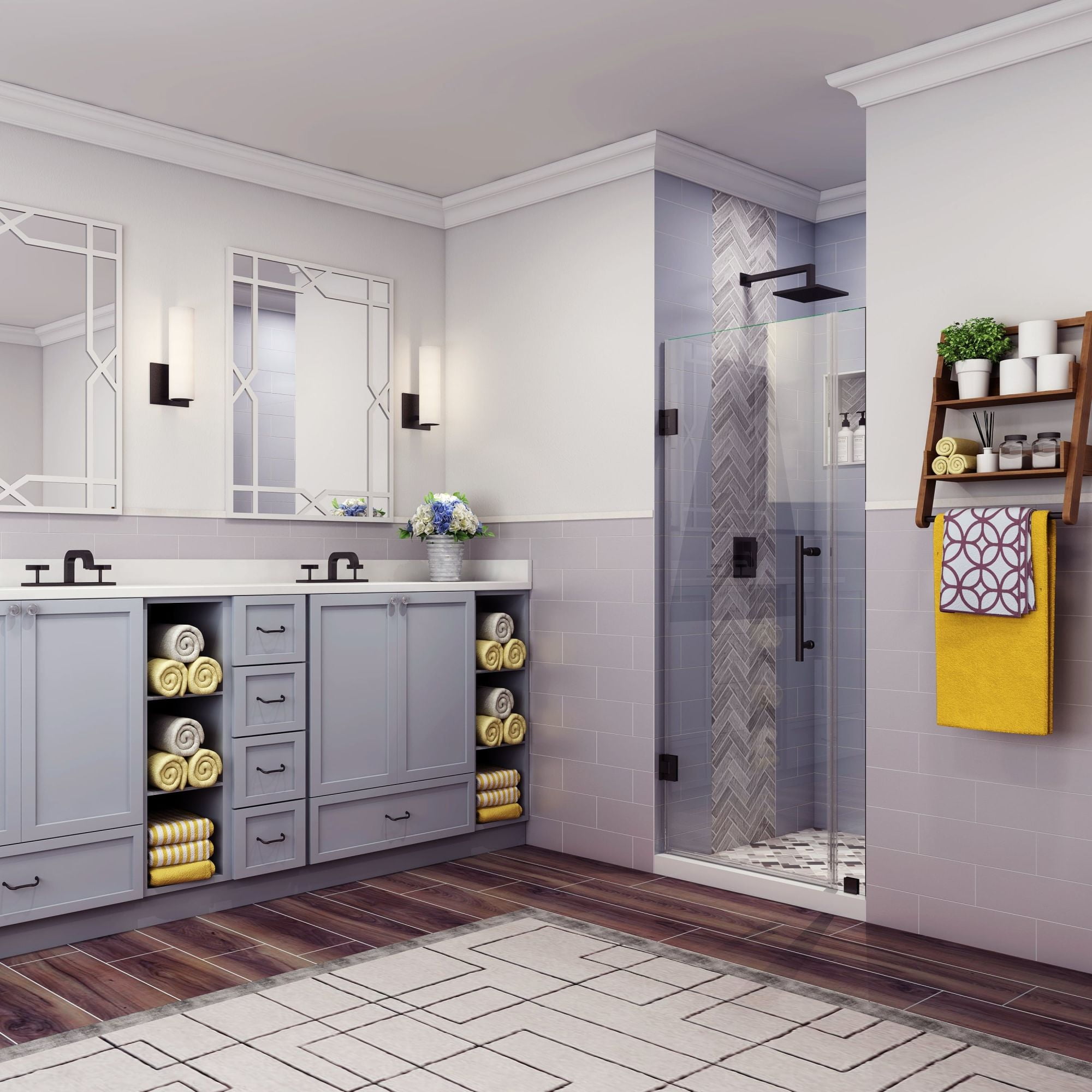 Belmore 72" Matte Black Frameless Hinged Shower Door