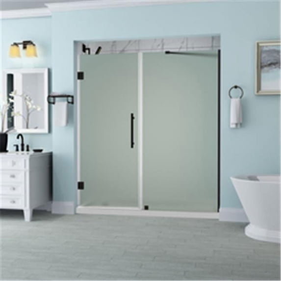 Aston SDR965F-ORB-5828-10 72 x 57.25-58.25 x 0.375 in. Belmore Frameless Hinged Shower Door with Frosted Glass - Oil Rubbed Bronze