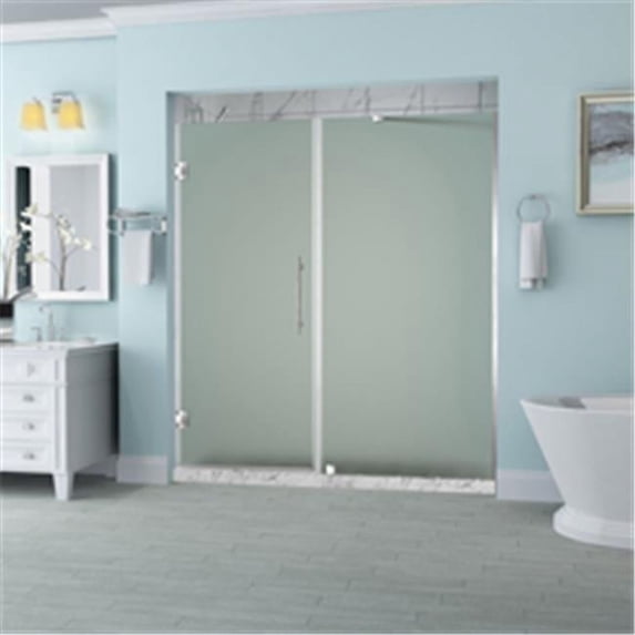 Aston SDR965F-SS-6022-10 Belmore 59.25-60.25 x 72 in. Frameless Hinged Shower Door with Frosted Glass in Stainless Steel