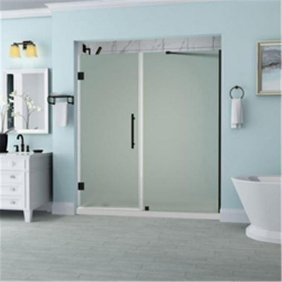 Aston SDR965F-ORB-7036-10 Belmore 69.25-70.25 x 72 in. Frameless Hinged Shower Door with Frosted Glass in Oil Rubbed Bronze