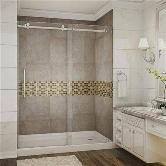 Aston Sdr976-Tr-60-10-R 77-1/2" High X 60" Wide Sliding Frameless Shower Door - Stainless