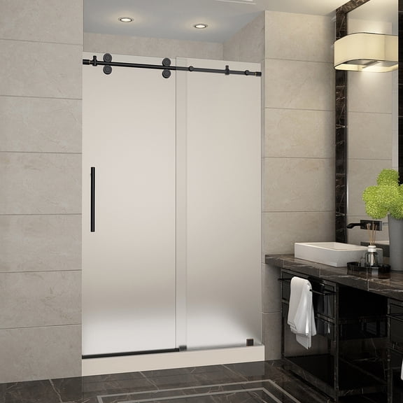 Aston SDR978F-TR-ORB-48-10-M Langham 48" Wide X 77-1/2" High Frameless Sliding Shower Door