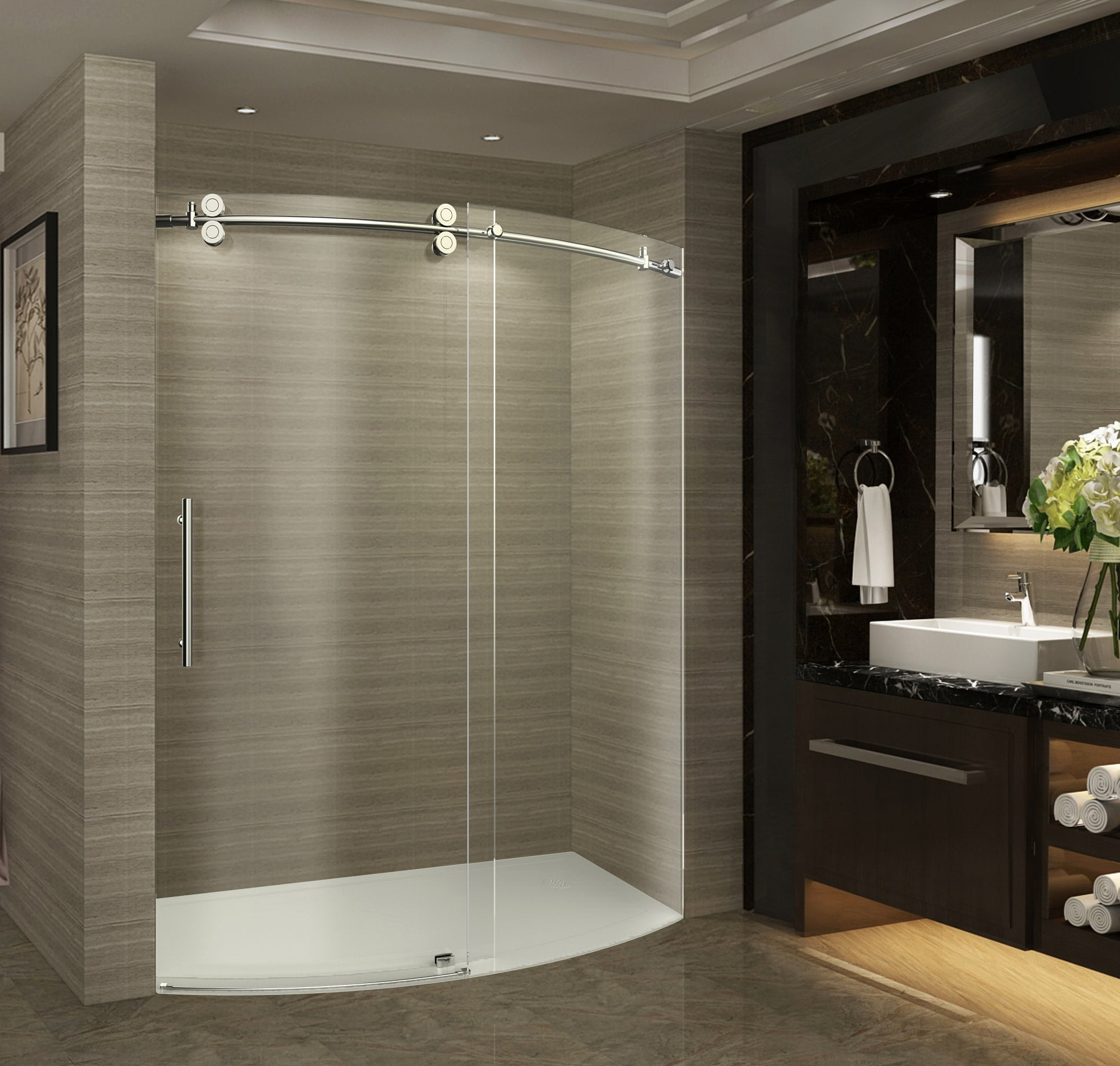 ZenArch 60" Frameless Clear Glass Sliding Shower Door