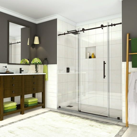 Aston Sdr984ez-72-10 Coraline 76" High X 72" Wide Sliding Frameless Shower Door - Bronze