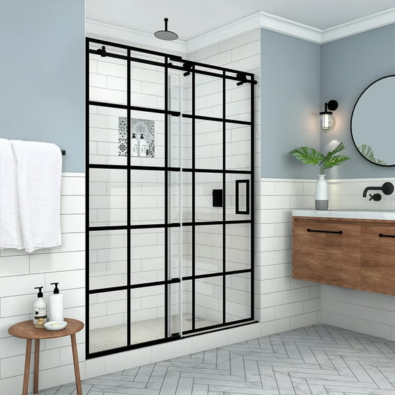 Aston Sdr984wfs6080r Kamaya Xl 80" High X 60" Wide Sliding Frameless Shower Door - Black