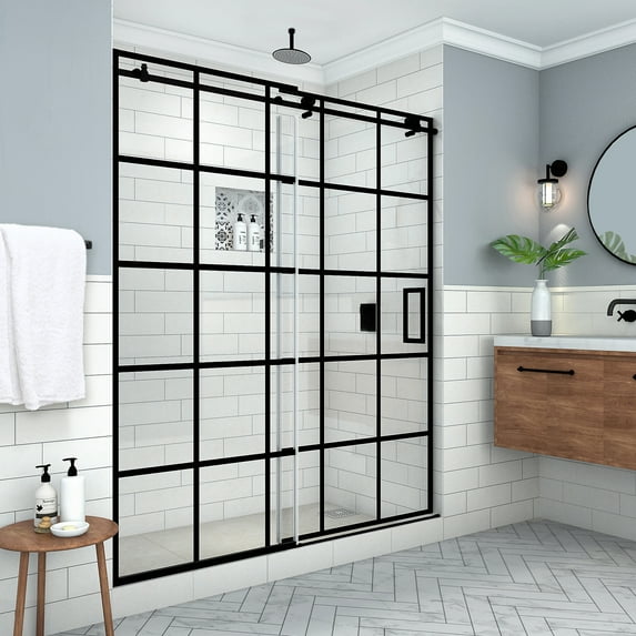 Aston Sdr984wfs7280r Kamaya Xl 80" High X 72" Wide Sliding Frameless Shower Door - Black