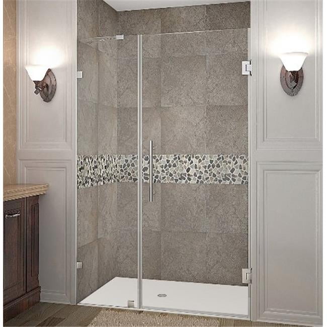 Nautis 38" x 72" Frameless Hinged Shower Door in Stainless Steel with Clear Glass