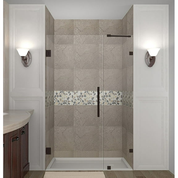 Aston SDR985-NBR-49-10 Nautis 49" Wide X 72" High Frameless Hinged Shower Door - Bronze