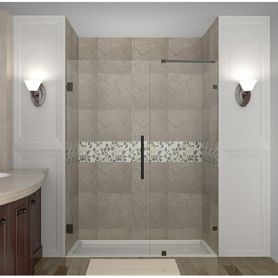 Aston Sdr985-66-10 Nautis 66" Wide X 72" High Frameless Hinged Shower Door - Bronze