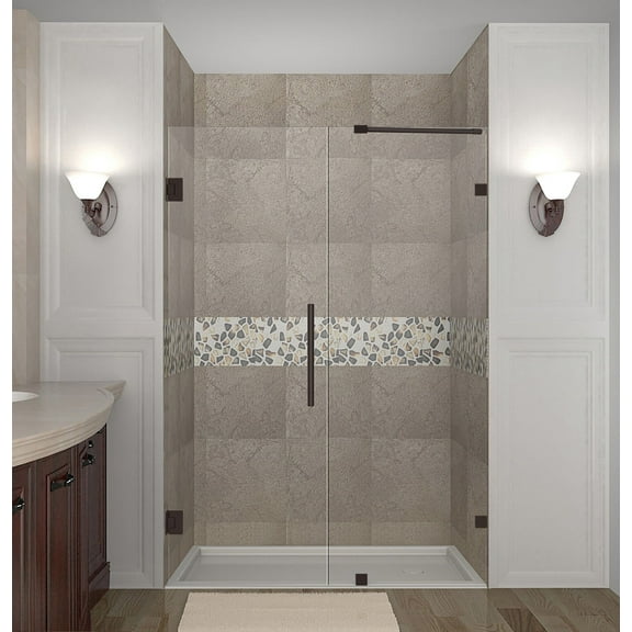 Aston Sdr985-72-10 Nautis 72" Wide X 72" High Frameless Hinged Shower Door - Bronze