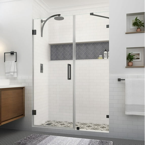 Aston Sdr985ez-563280 Nautis Xl 80" High X 56" Wide Hinged Frameless Shower Door - Black