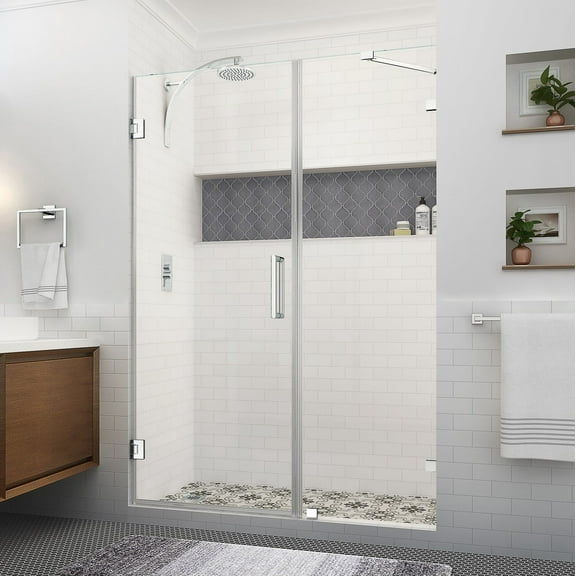 Aston Sdr985ez-583480 Nautis Xl 80" High X 58" Wide Hinged Frameless Shower Door - Chrome