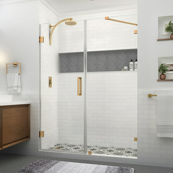 Aston Sdr985ez-673580 Nautis Xl 80" High X 67" Wide Hinged Frameless Shower Door - Gold