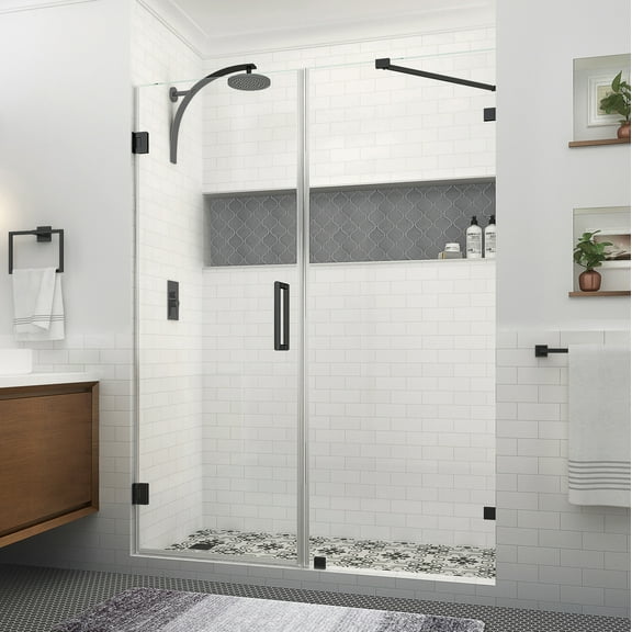 Aston Sdr985ez-693580 Nautis Xl 80" High X 69" Wide Hinged Frameless Shower Door - Black