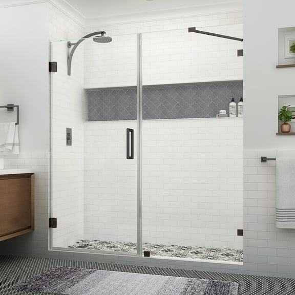 Aston Sdr985ez-703680 Nautis Xl 80" High X 70" Wide Hinged Frameless Shower Door - Bronze