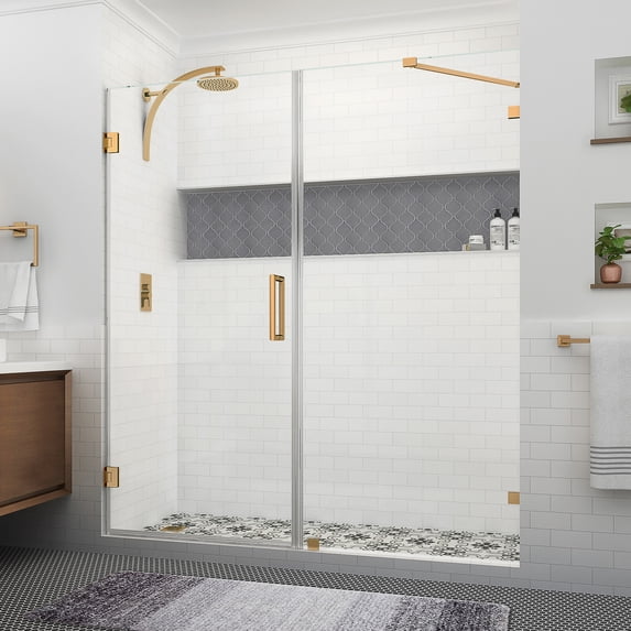 Aston SDR985EZ-BG-703680 Nautis Xl 80" High X 70" Wide Hinged Frameless Shower Door - Gold