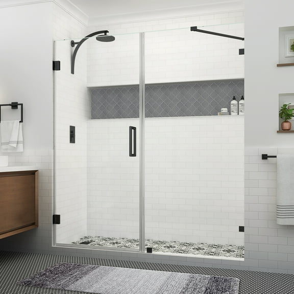 Aston Sdr985ez-723880 Nautis Xl 80" High X 72" Wide Hinged Frameless Shower Door - Black