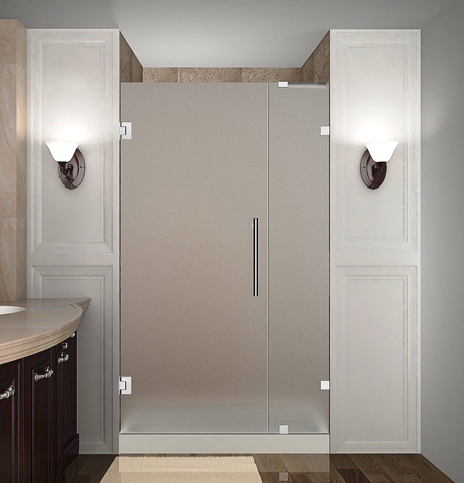 Nautis 32" Chrome Frameless Frosted Glass Hinged Shower Door