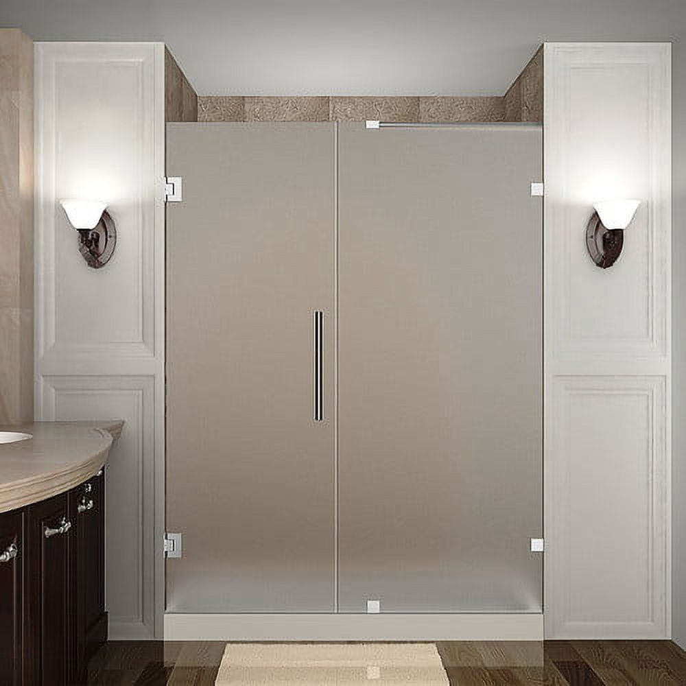 Nautis 55" x 72" Frosted Glass Frameless Hinged Shower Door in Chrome