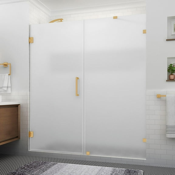 Aston Sdr985fruw-703680 Nautis Xl 80" High X 70" Wide Hinged Frameless Shower Door - Gold