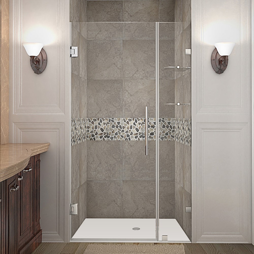 Nautis GS 42 x 72 Frameless Hinged Shower Door in Clear Glass and Stainless Steel