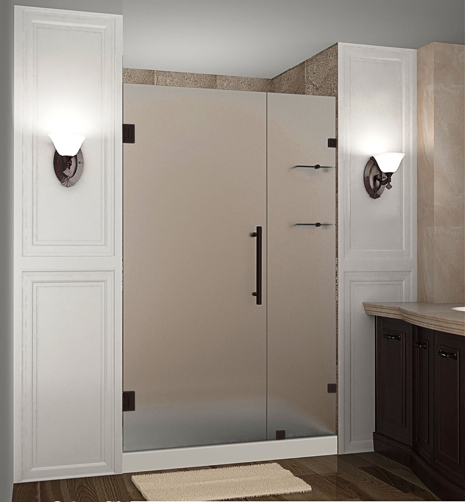 Nautis GS 56" Bronze Frameless Frosted Glass Shower Door