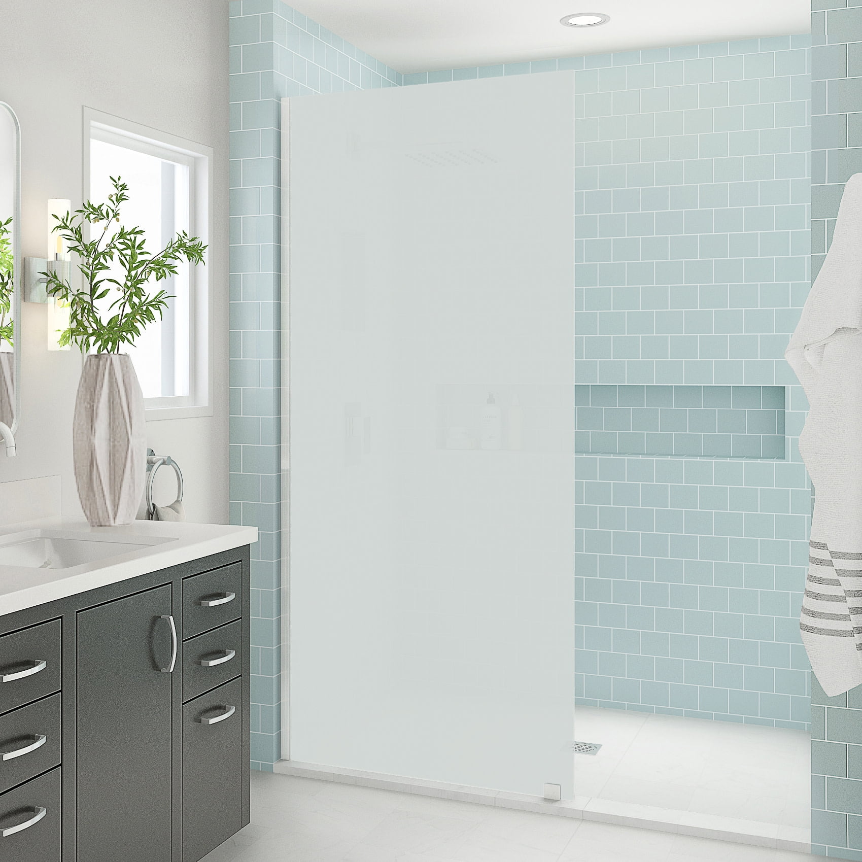 Elyse XL 80" High x 36" Wide Frameless Frosted Glass Shower Door